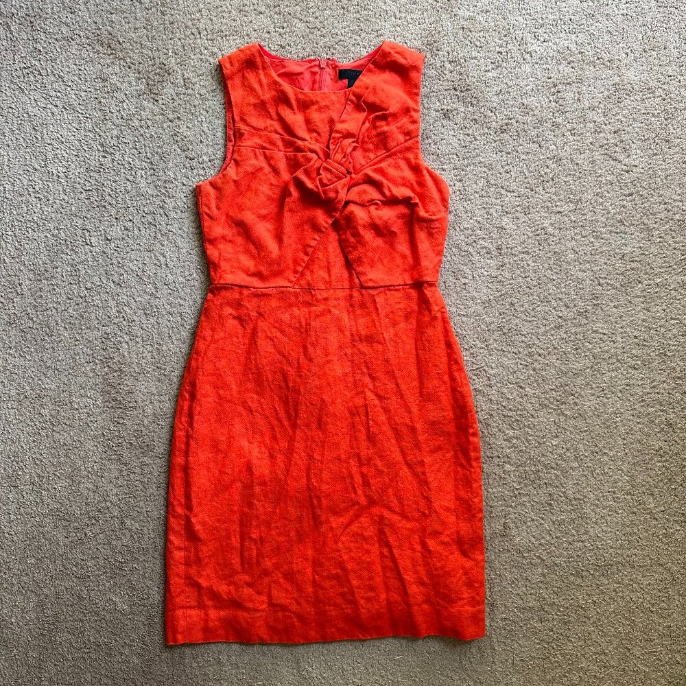 J. Crew Sleeveless Red Orange Knot-Front Maxi Dress